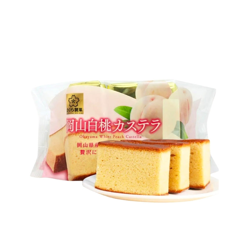 Castella-Kuchen Weißer Pfirsich