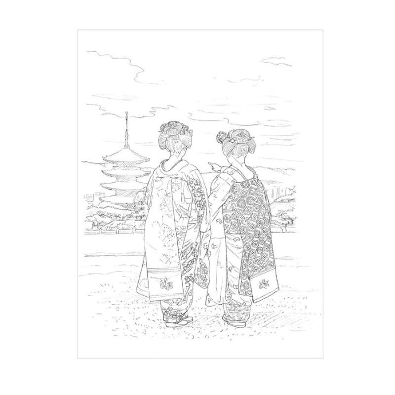 Ausmalbilder für Erwachsene: Die vier Jahreszeiten in Kyoto