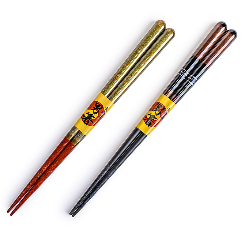 Dicke japanische Essstäbchen in Bronze und Silber
