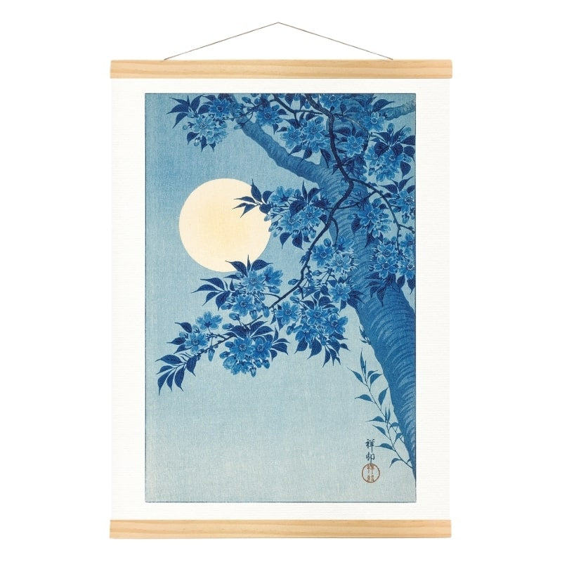 Japanischer Stempel Kirschbaum &amp; Vollmond - A3