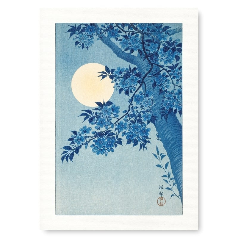 Japanischer Stempel Kirschbaum &amp; Vollmond - A3