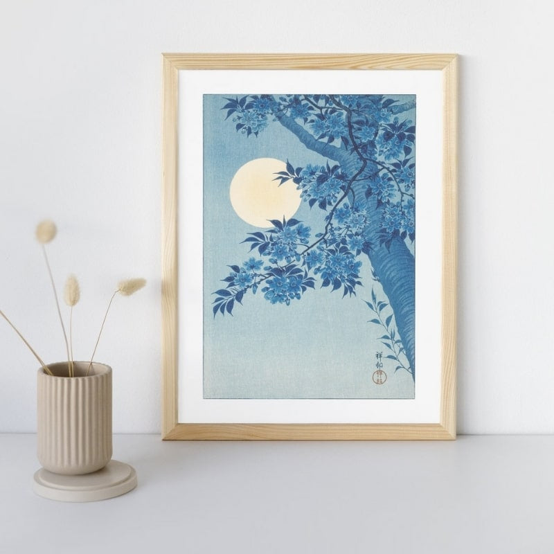 Japanischer Stempel Kirschbaum &amp; Vollmond - A3