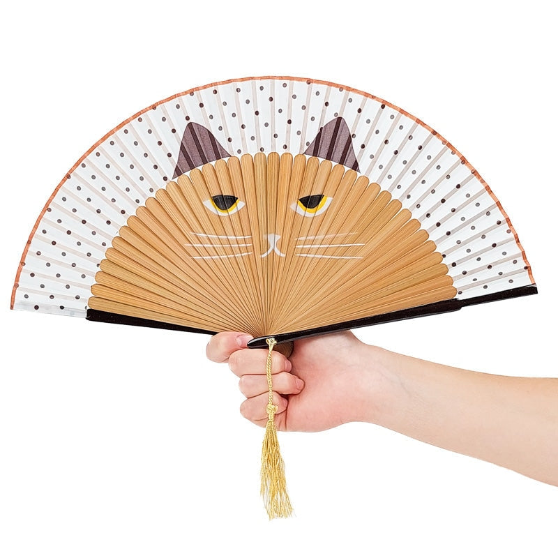 Fächer Aus Japan - Katze Beige