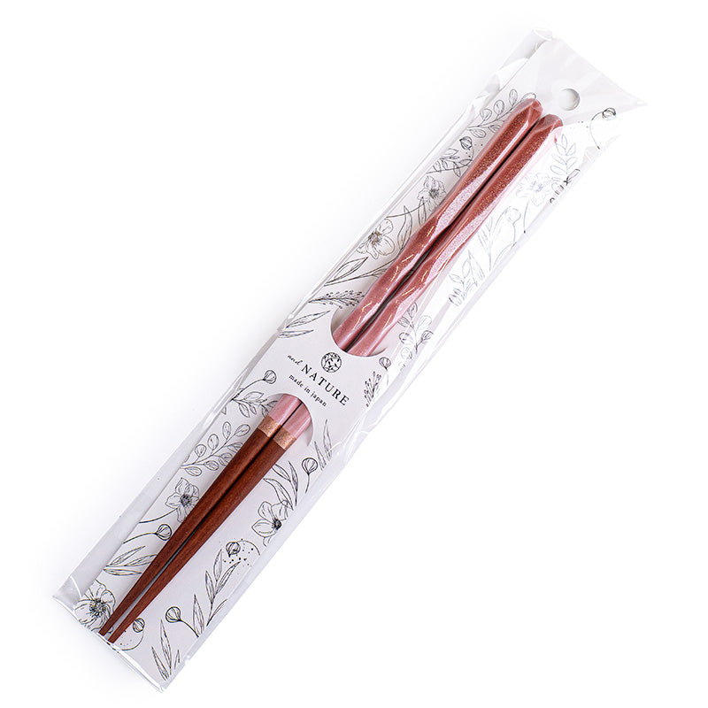 Gewellte japanische Essstäbchen in Rosa mit Glitzer