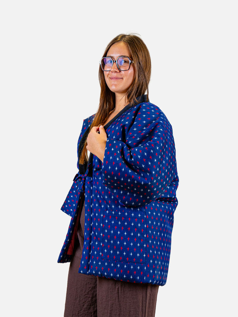 Hanten-Jacke Damen – Blaue Kasuri