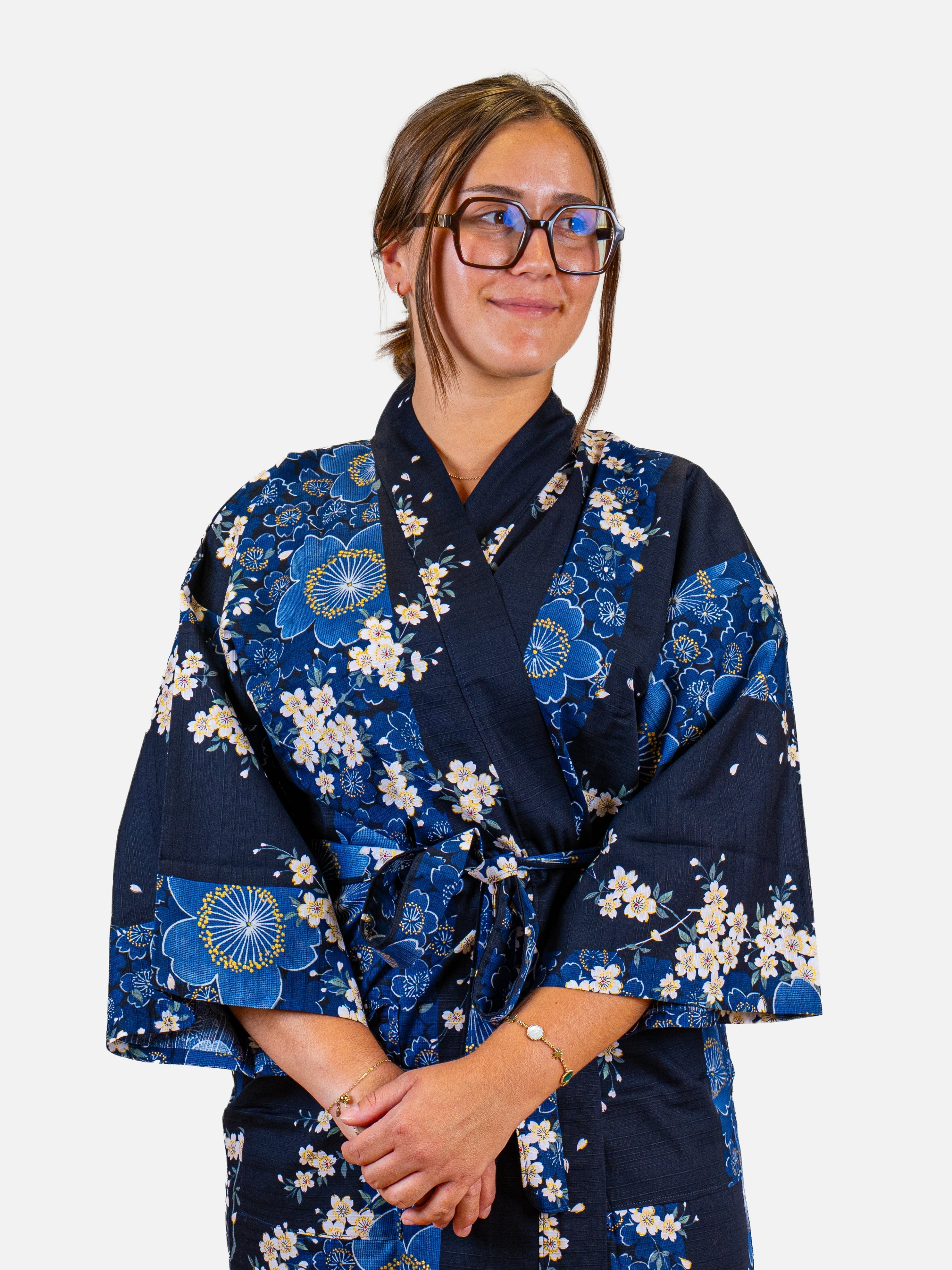 Happi-Kimono Damen – Blaue Sakura