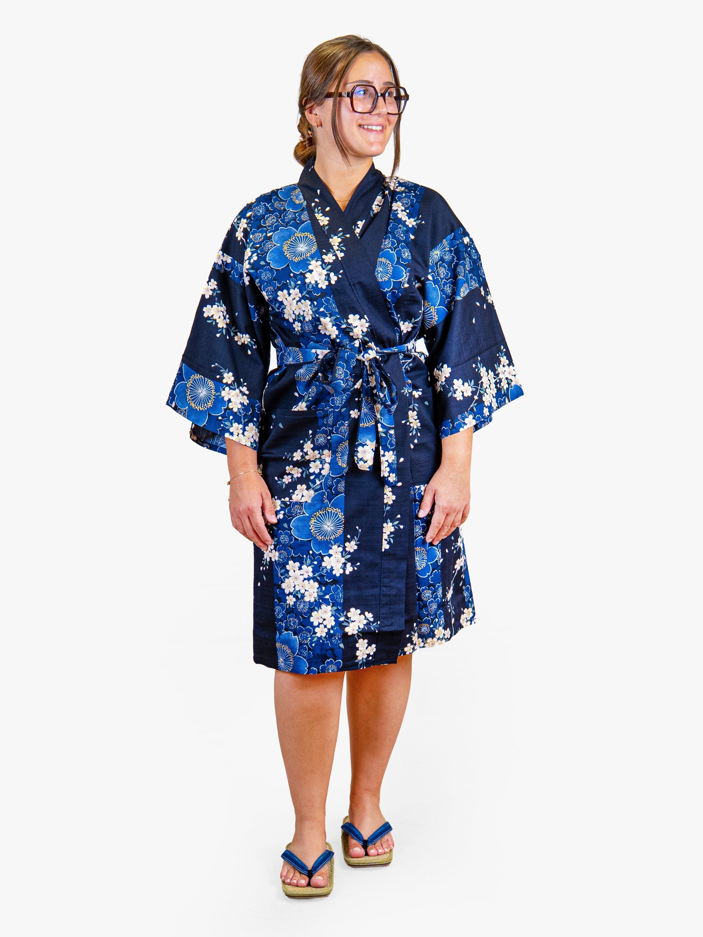 Happi-Kimono Damen – Blaue Sakura