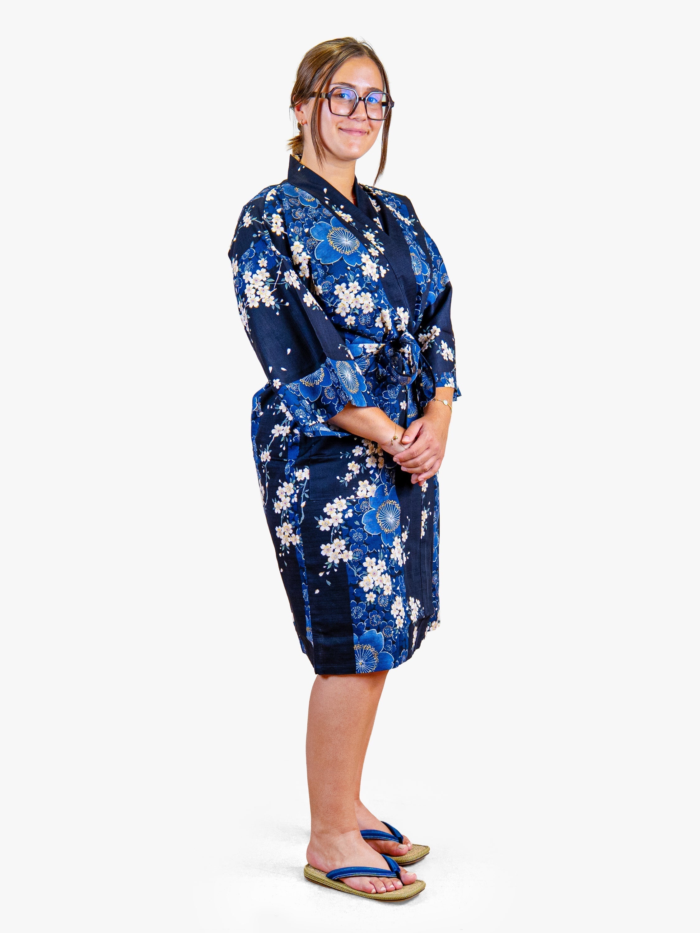 Happi-Kimono Damen – Blaue Sakura