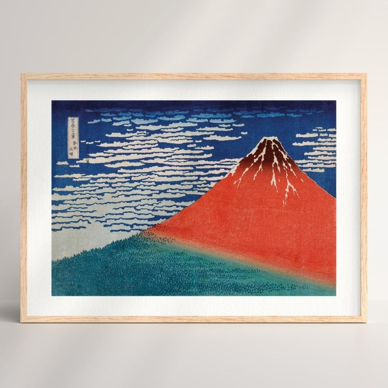 Holzschnitt Japan - Mount Fuji Rot A3