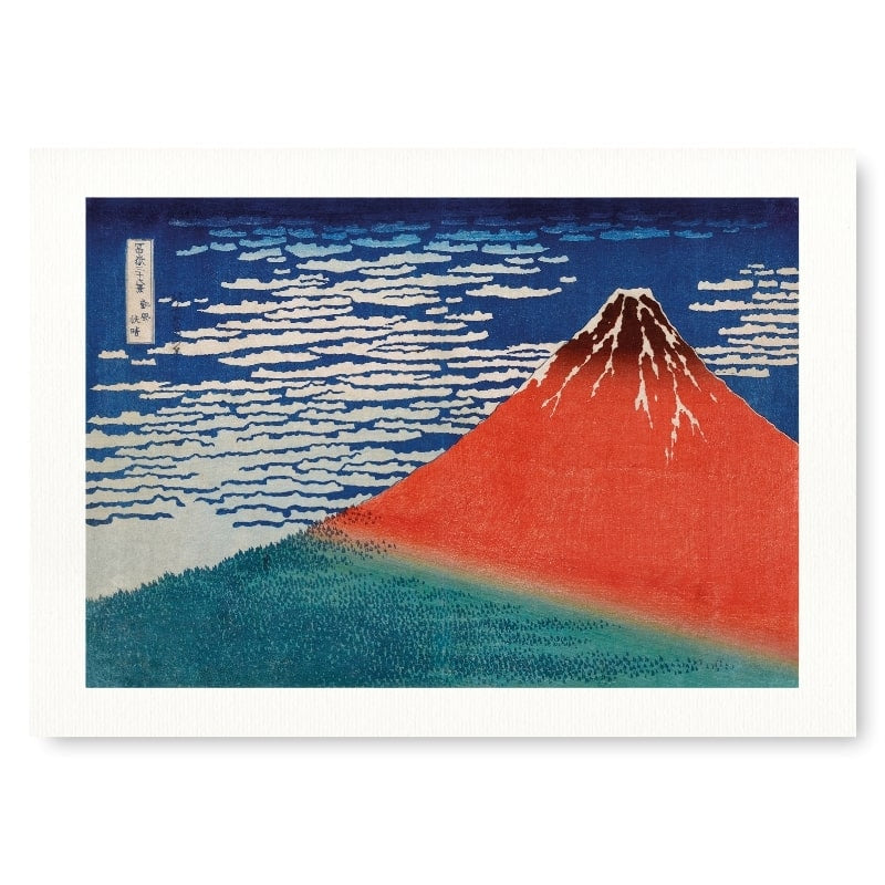 Holzschnitt Japan - Mount Fuji Rot A3