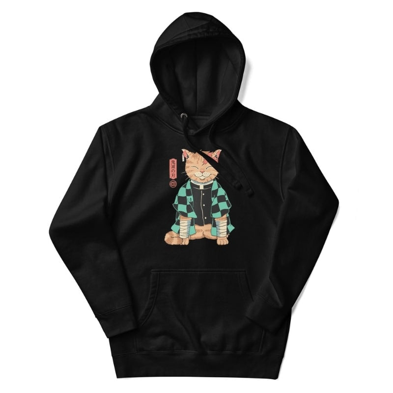 Japan Hoodie - Neko Krieger S / Schwarz