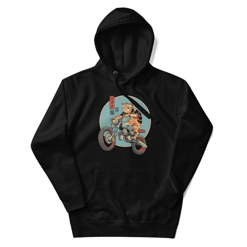 Japan Hoodie - Neko Rider S / Schwarz