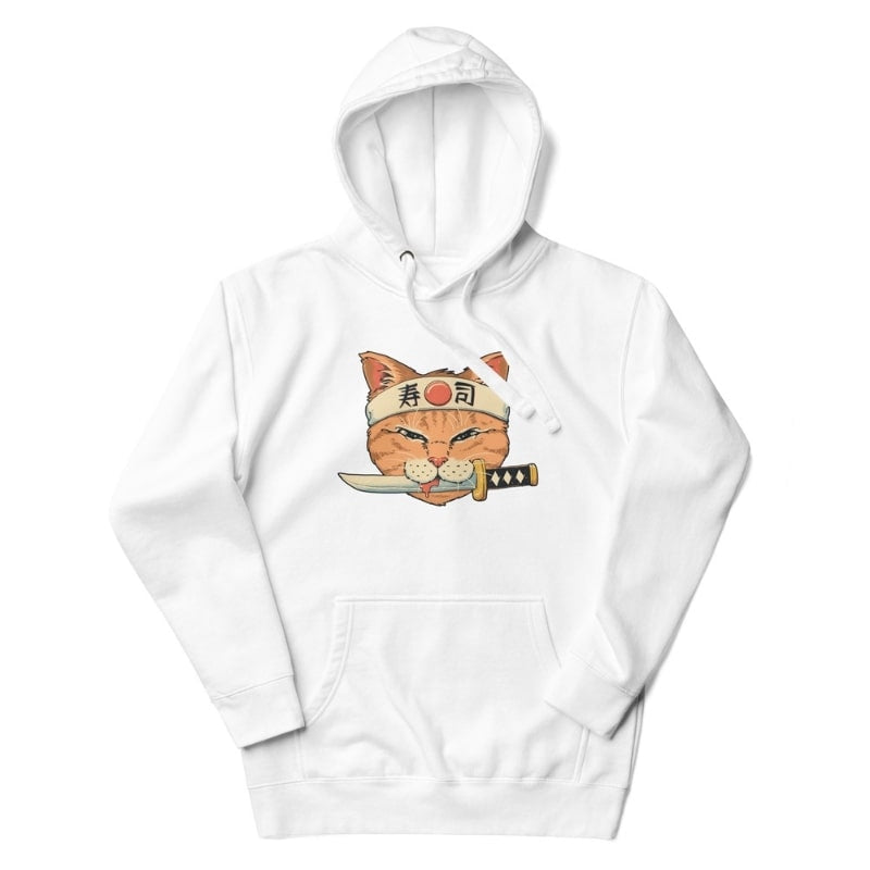 Japan Hoodie - Neko Sushi Katana S / Weiß