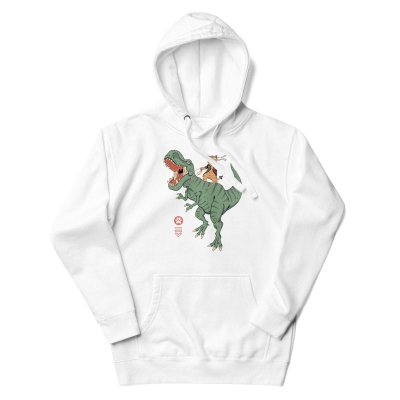 Japan Hoodie - Neko T-Rex S / Weiß