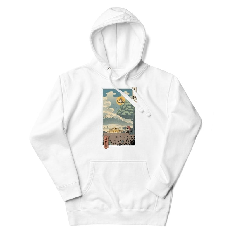Japan Hoodie - Ukiyo-e Hüter des Waldes S / Weiß