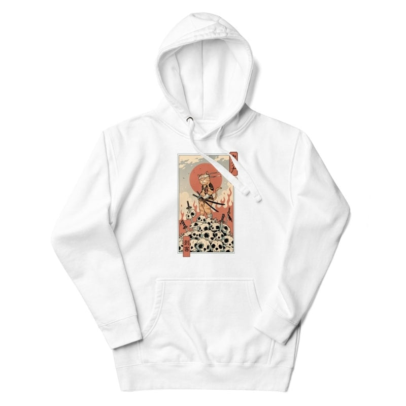 Japan Hoodie - Ukiyo-e Neko Mörder S / Weiß