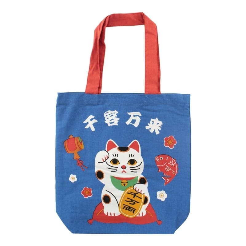 Japan Tote Bag - Blau Maneki Neko Segen