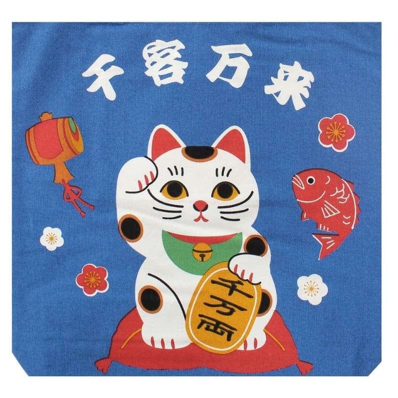 Japan Tote Bag - Blau Maneki Neko Segen