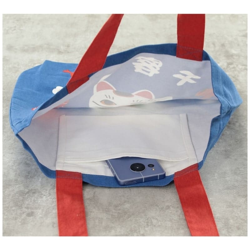 Japan Tote Bag - Blau Maneki Neko Segen