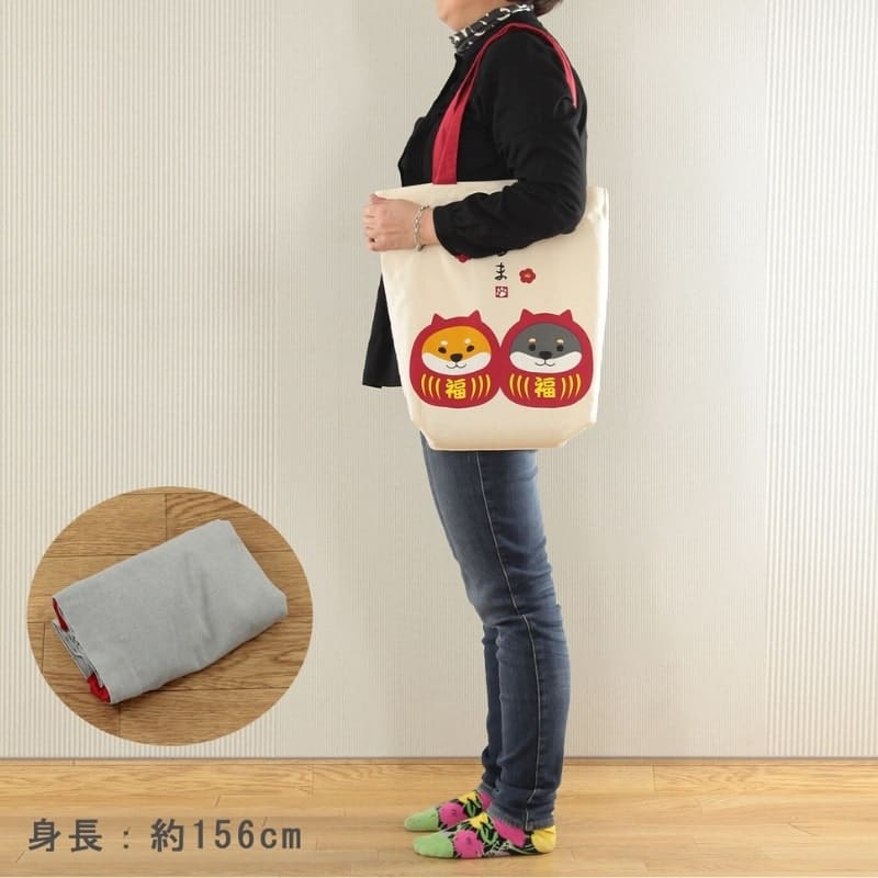 Japan Tote Bag - Elfenbein Shiba Daruma