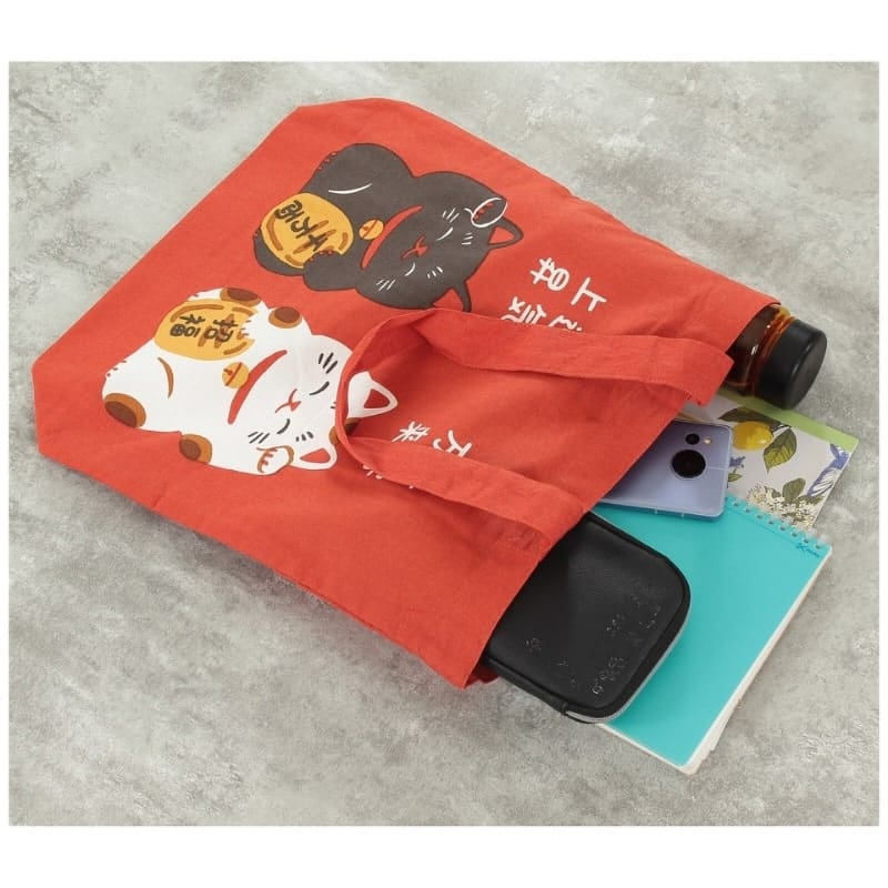 Japan Tote Bag - Rot Maneki Neko Shōfuku