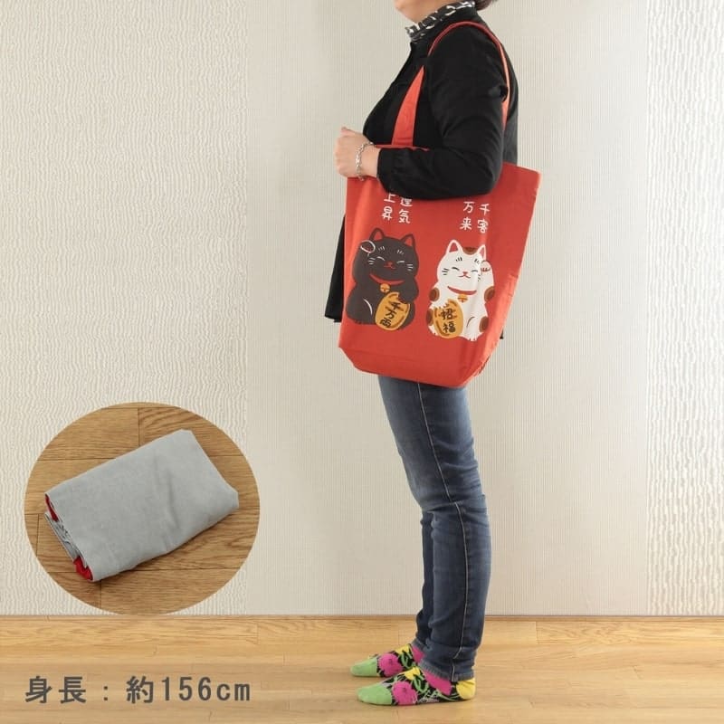 Japan Tote Bag - Rot Maneki Neko Shōfuku