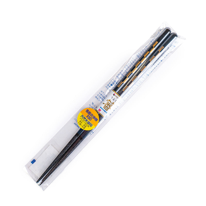 Japanische Essstäbchen in Mitternachtsblau mit goldenem Ichimatsu-Muster
