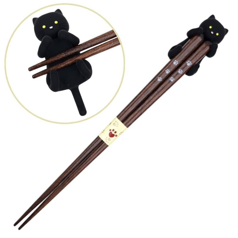 Japanische Essstäbchen Kawaii - Schwarze Katze