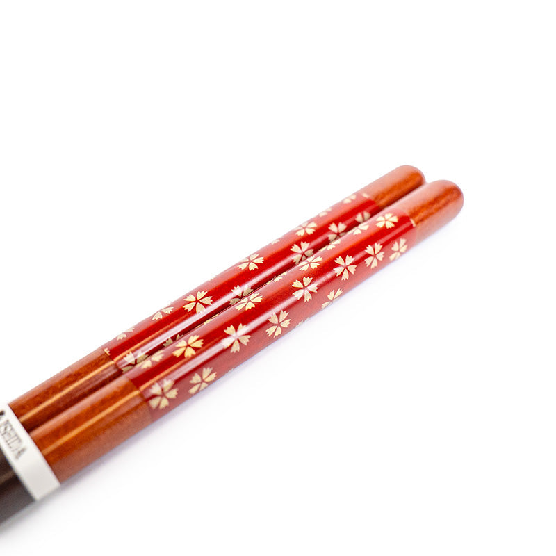Japanische Essstäbchen mit rotem Kirschblütenmuster