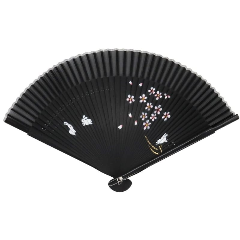 Japanische Fächer Schwarz Usagi