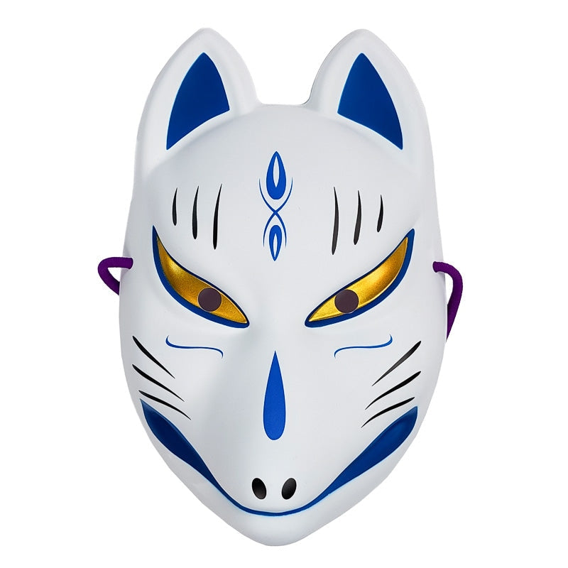 Japanische Fuchsmaske Blau und Weiß
