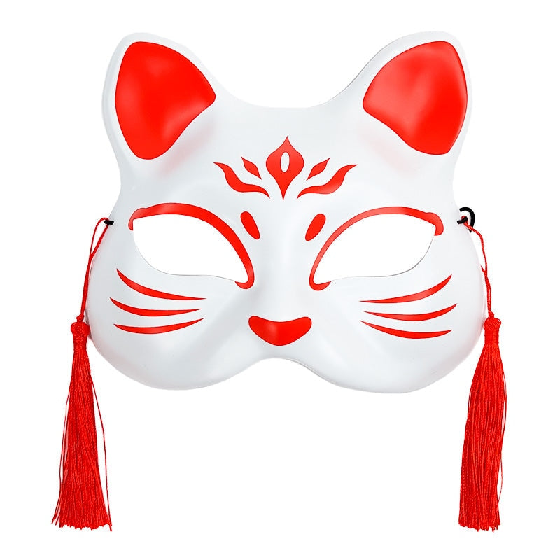 Japanische Katzenmaske Weiß und Rot