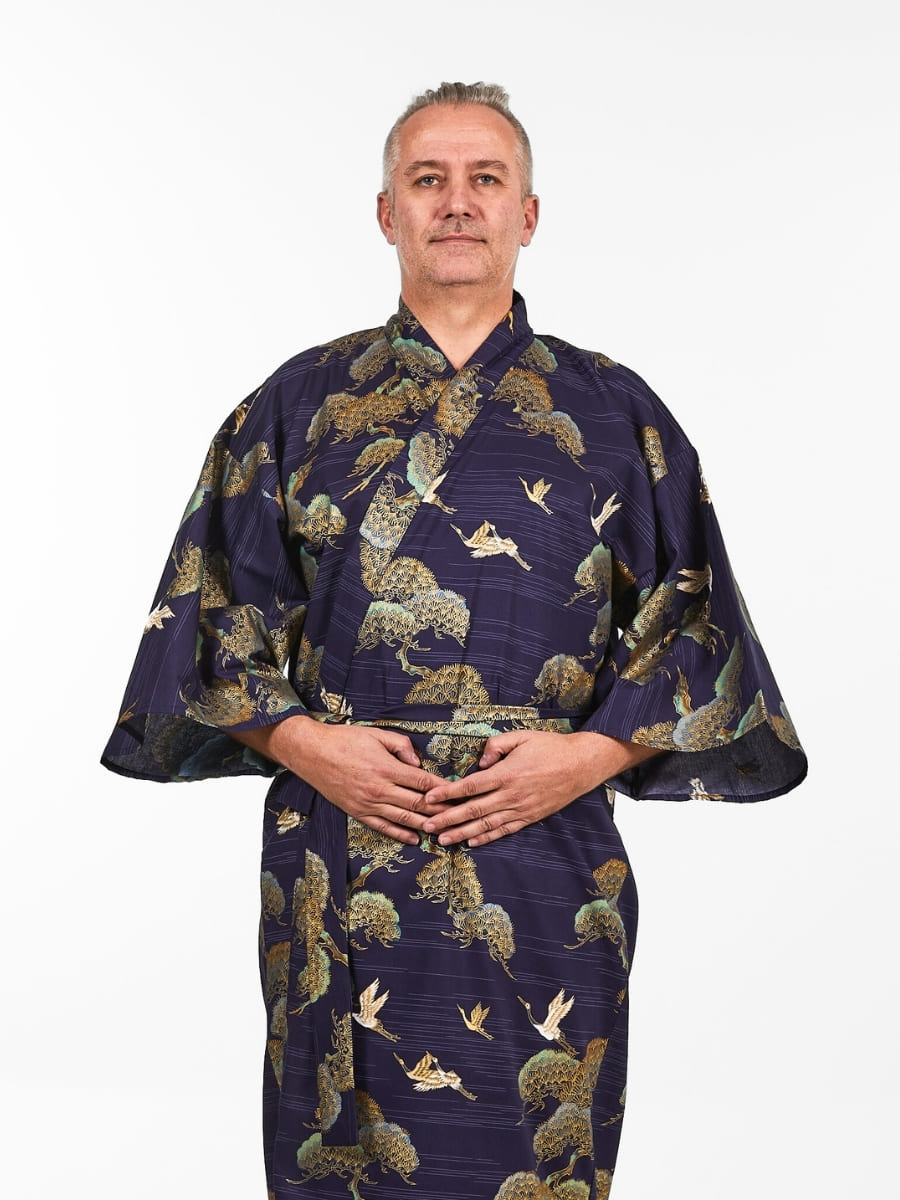 Japanische Kimono Herren - Kranich & Kiefer Einheitsgröße