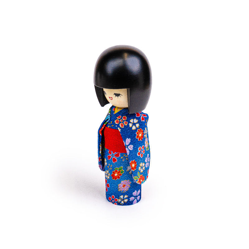 Japanische Kokeshi Puppe - Blauer Kimono
