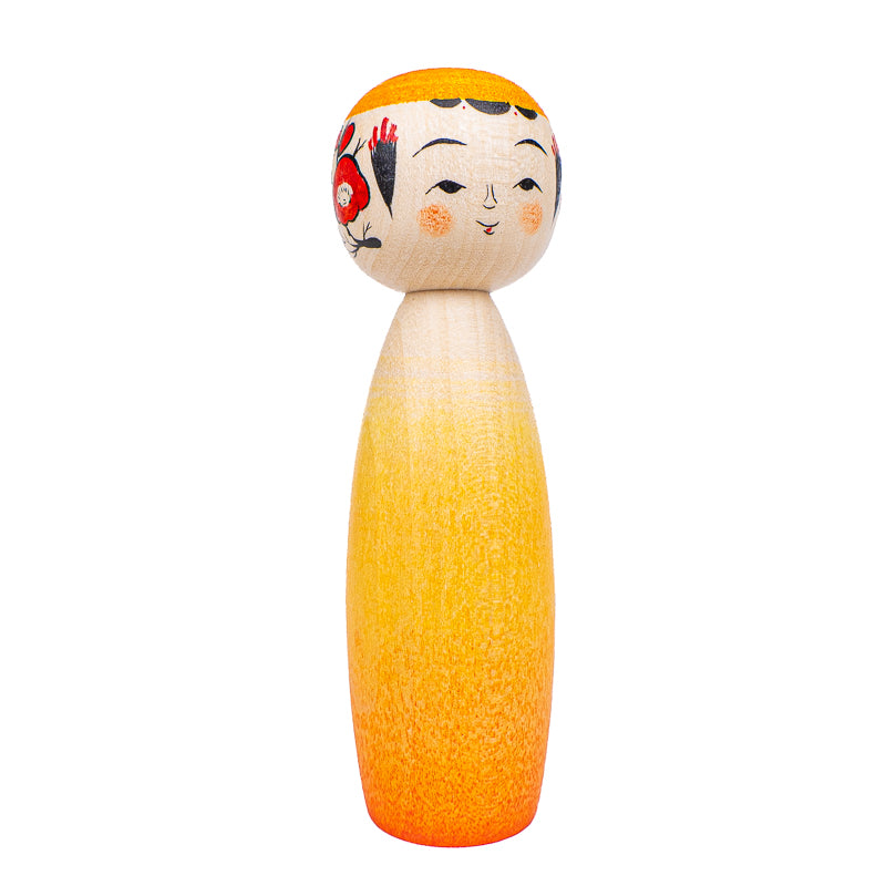 Japanische Kokeshi-Puppe - Daidai Farbverlauf - 9 cm