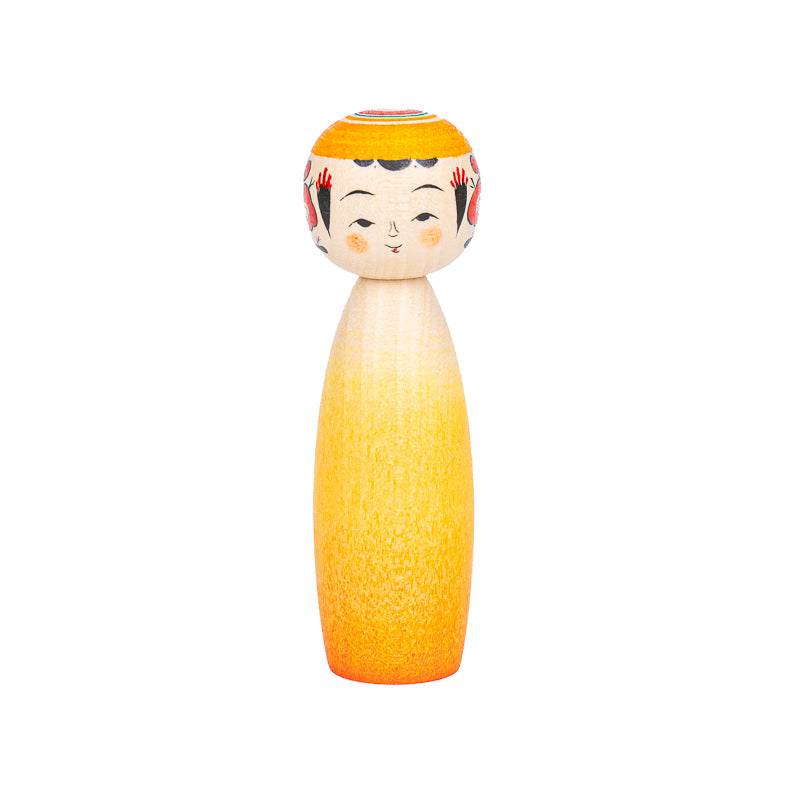 Japanische Kokeshi-Puppe - Daidai Farbverlauf - 9 cm
