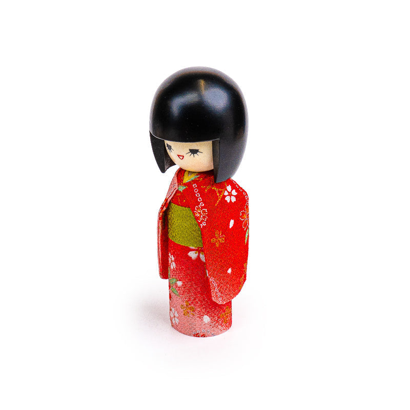 Japanische Kokeshi Puppe - Roter Kimono