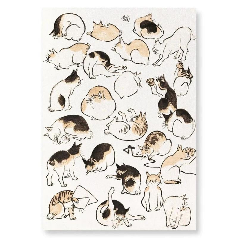 Japanische Kunstdrucke Katzen A4