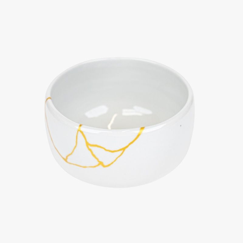 Japanische Matcha Schale – Weiß Kintsugi
