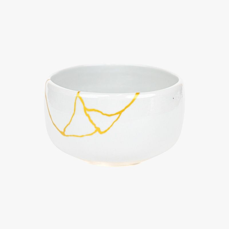 Japanische Matcha Schale – Weiß Kintsugi
