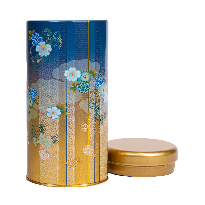 Japanische Metall-Teedose - Bokashi Blau