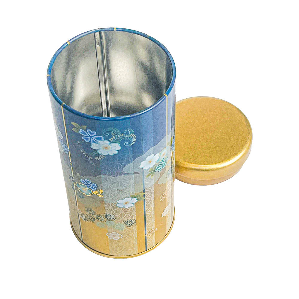Japanische Metall-Teedose - Bokashi Blau