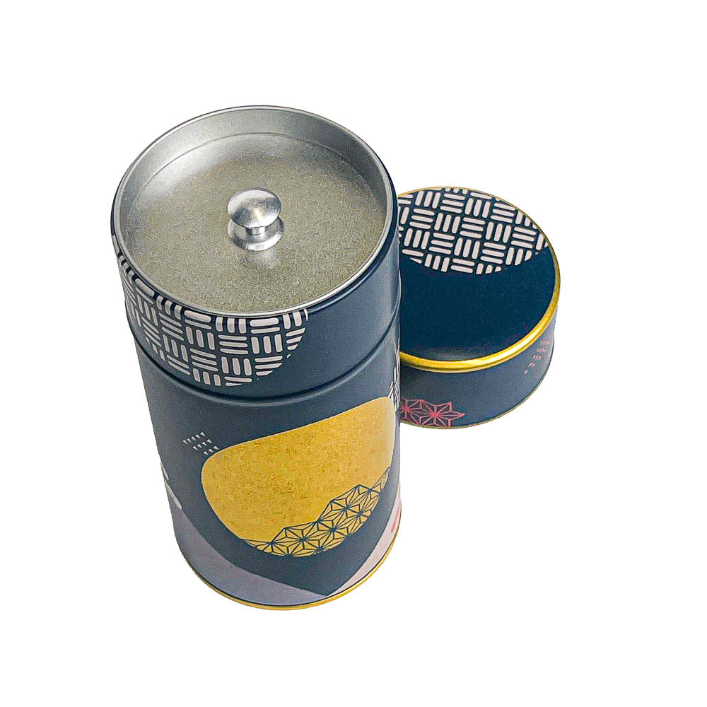 Japanische Metall-Teedose - Nachtblau und Goldener Mond