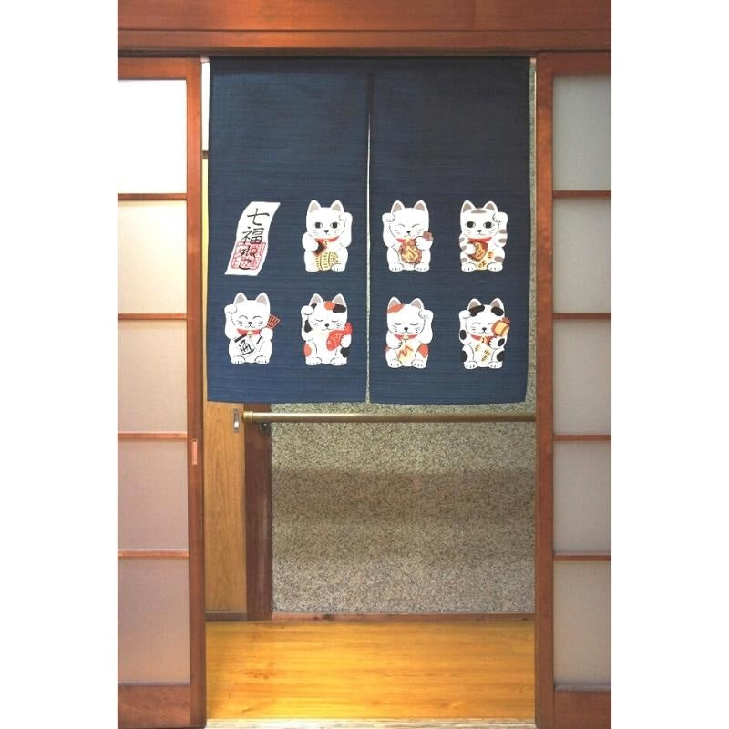 Japanische Noren Kurz Neko 85 x 90 cm