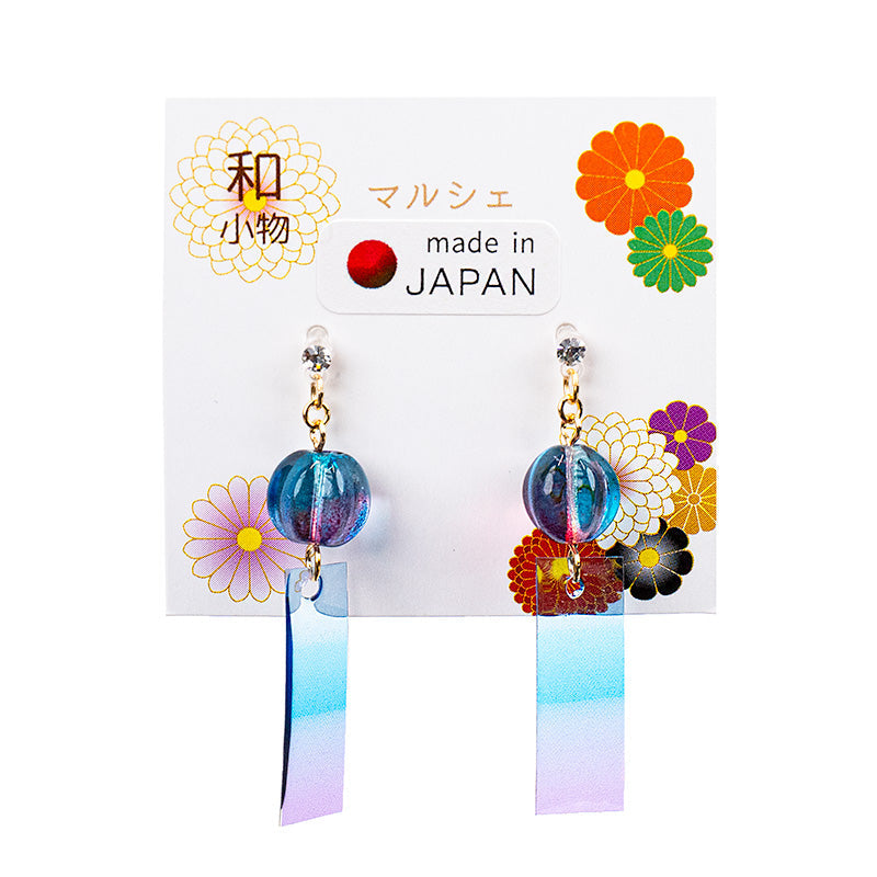 Japanische Ohrringe - Blaues Windspiel