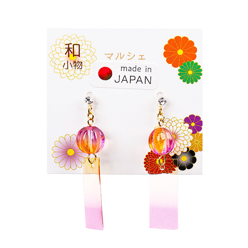 Japanische Ohrringe - Rosa Windspiel
