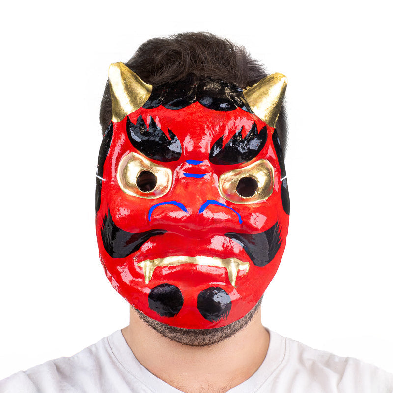 Japanische Oni-Maske aus Pappmaché - Rot