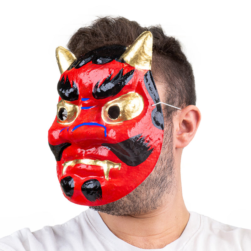 Japanische Oni-Maske aus Pappmaché - Rot