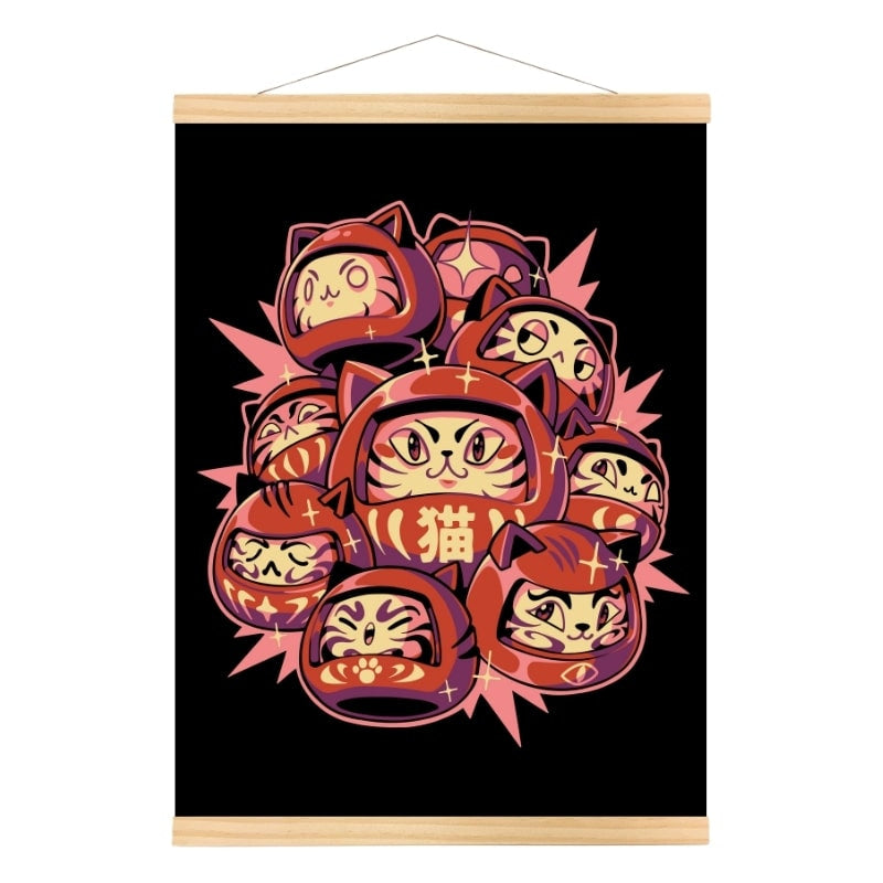 Japanische Poster - Daruma Cat A3