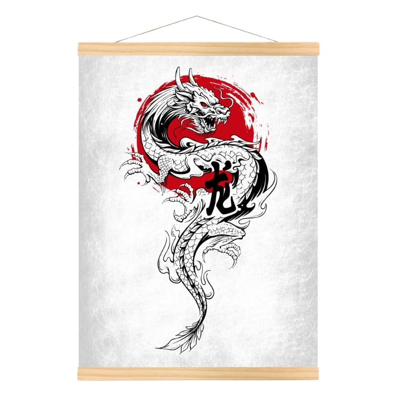 Japanische Poster - Dragon & Sun A3